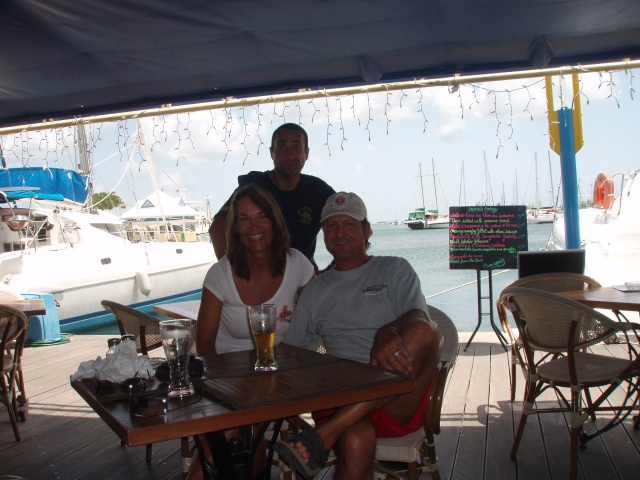FD and I dine at a favorite French restaurant on the pier at Phillipsburg in the French West Indies. St. Maartin is our favorite vacation spot in the world.