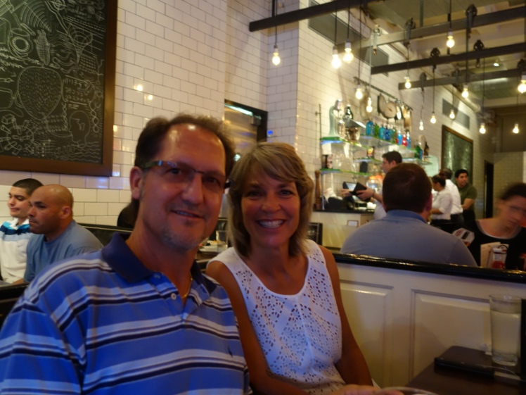 Taking in fabulous NYC food at 5 Napkins restaurant in the Hell's Kitchen district. It was a noisy spot and very popular. This place is well-known for their great burgers!