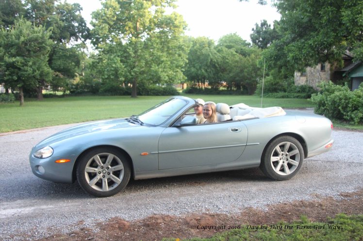 Uncle FD let Emily drive his old Jaguar around town to run a few errands. He doesn't let just anyone drive that car! I think I've only driven it once!